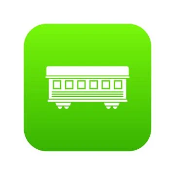Passenger train car icon digital green Illustrazione stock