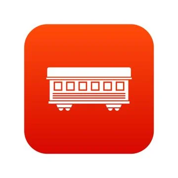 Passenger train car icon digital red Stock Illustration