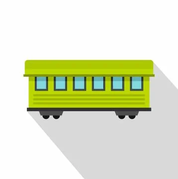 Passenger train car icon, flat style Stock Illustration