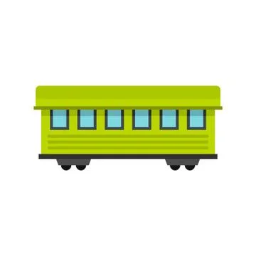 Passenger train car icon, flat style Stock Illustration