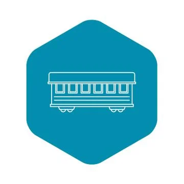 Passenger train car icon, outline style Stock Illustration