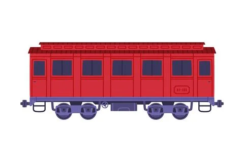 Passenger Train Car or Wagon Side View Vector Illustration Illustrazione stock