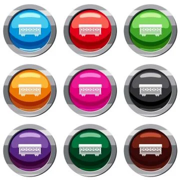 Passenger train car set 9 collection Stock Illustration