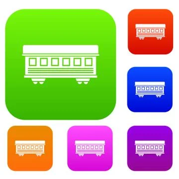 Passenger train car set collection Stock Illustration