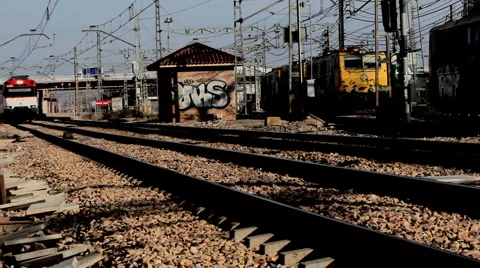 Passenger train in the city Stock Footage 1806754