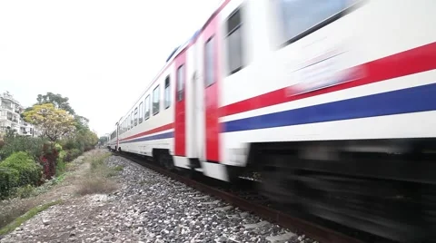 Passenger train coming Stock Footage 43589213