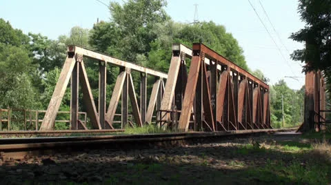 Passenger Train crossing Bridge 動画素材 26914444