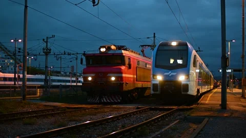 Passenger train departure Stock Footage 170665059