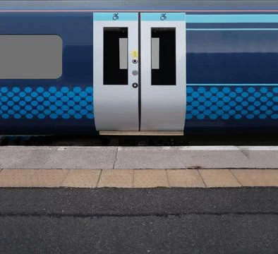 Passenger Train Door At Platform Stock Photos