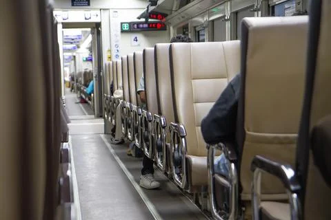 Passenger train with empty seats Stock Photos