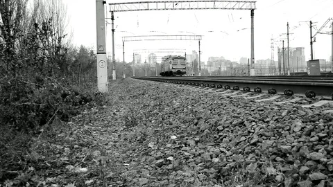 Passenger Train On The Front View In Bicolor Stock Footage 84739359