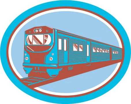 Passenger train front view retro Stock Illustration