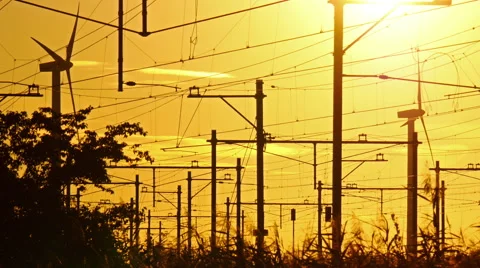 Passenger train is heading to his destation at dusk, 4k clip. Stock Footage 66494197