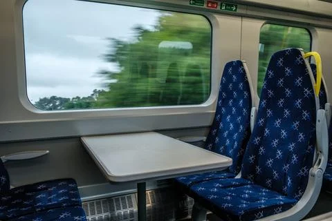 Passenger Train Interior Looking Out Window Stock Photos