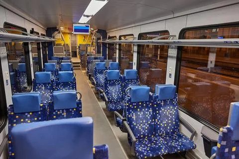 Passenger Train interior Seats Stock Photos