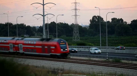 Passenger train in Israel Stock Footage 42736107
