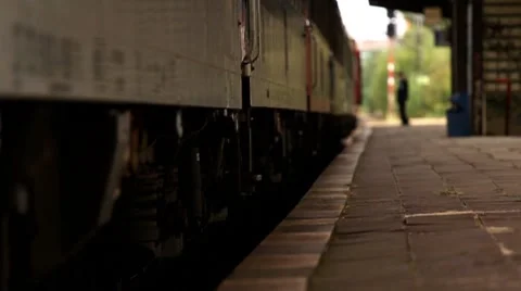 Passenger-train leaves a depot Stock Footage 8677540