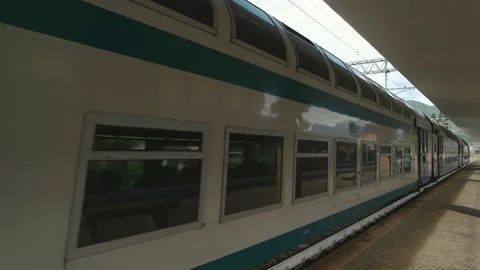 Passenger train in motion. Stock Footage