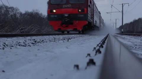 Passenger Train in movement, View From Below Stock Footage 58282190