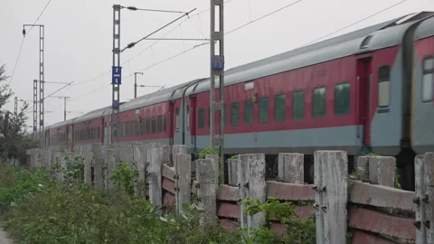 Passenger Train Moving on Railway Bridge 스톡 동영상 321025598