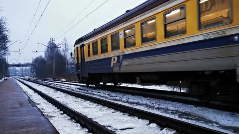 Passenger Train near Riga Stock Footage 147131748