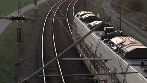 Passenger Train Overhead Handheld Stock Footage 154249025