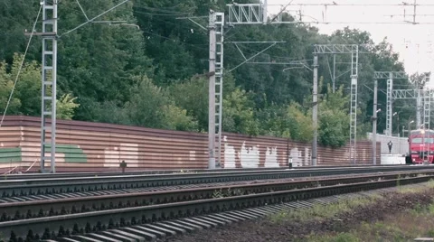 Passenger train passes by rail Stock Footage 52206589