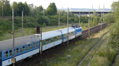 Passenger Train passes through the Countryside Stock Footage 39932263