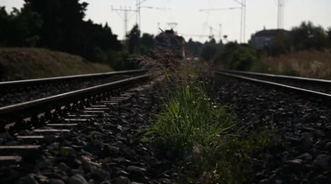 Passenger train passing 2 HD 1080p Stock Footage 7752568