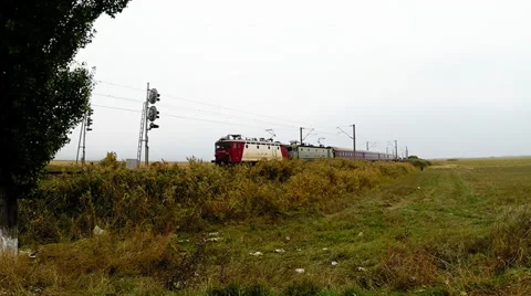 Passenger train passing Stock Footage 31907768