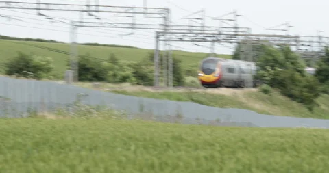 Passenger train passing  Stock Footage 137455239
