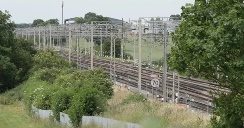 Passenger train passing  Stock Footage 137466429