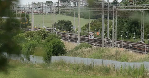 Passenger train passing  Stock Footage 137470578