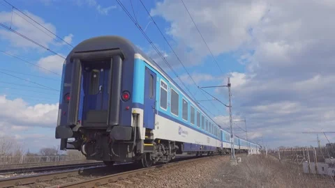 Passenger train passing by Stock Footage 152099779