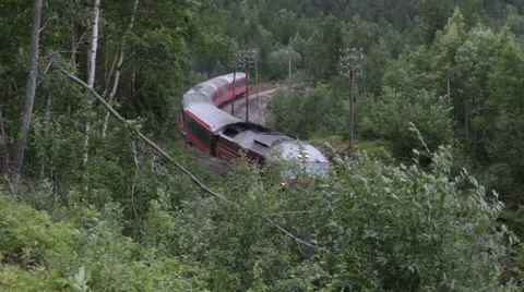 Passenger train passing by a forested area Stock-Footage 53571708