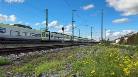 Passenger Train Passing On Railroad Tracks Video stock 320830962