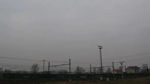 Passenger Train passing through the country Stock Footage 46078417