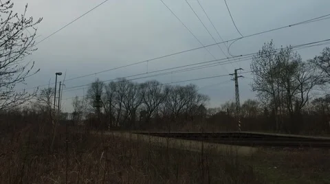 Passenger train is passing through the country Video stock 61088896