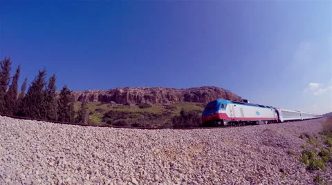 Passenger train passing through_fisheye perspective 1 (4k) Stock-Footage 46054971