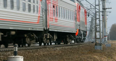 Passenger train is passing by time lapse Stock Footage 88544556