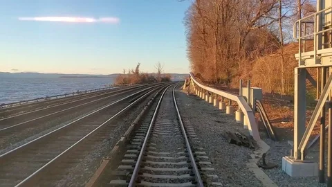 Passenger Train POV with Hudson River 2 Stock Footage 118997840