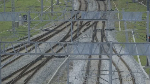 Passenger Train on a Railroad Switch Video stock 98260461