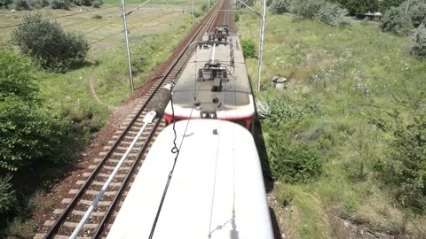 Passenger train on the railway Stock Footage 138312560