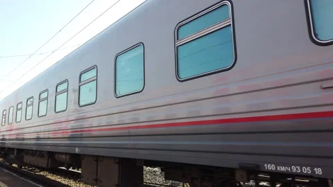 Passenger train on the railway station Video stock 136076704