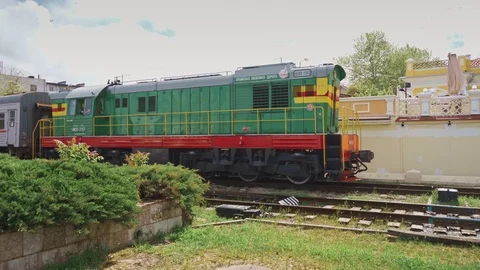 Passenger train rides by rail Stock Footage 108041034