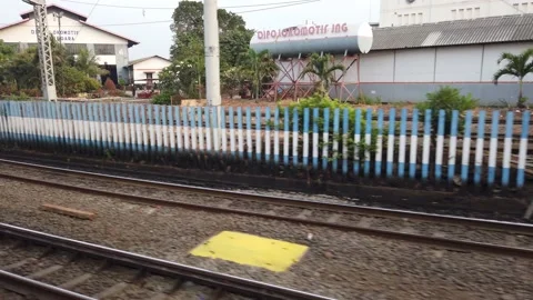 Passenger Train Rntering Jatinegara Station Stock Footage 132087352