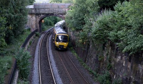 Passenger train through Bath UK 스톡 사진