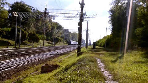 Passenger Train From Turning View Of Camera Stock Footage 84803564