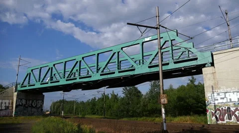 Passenger Train Under the Bridge Stock Footage 51340776