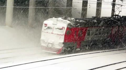 Passenger train in winter Stock Footage 35272875